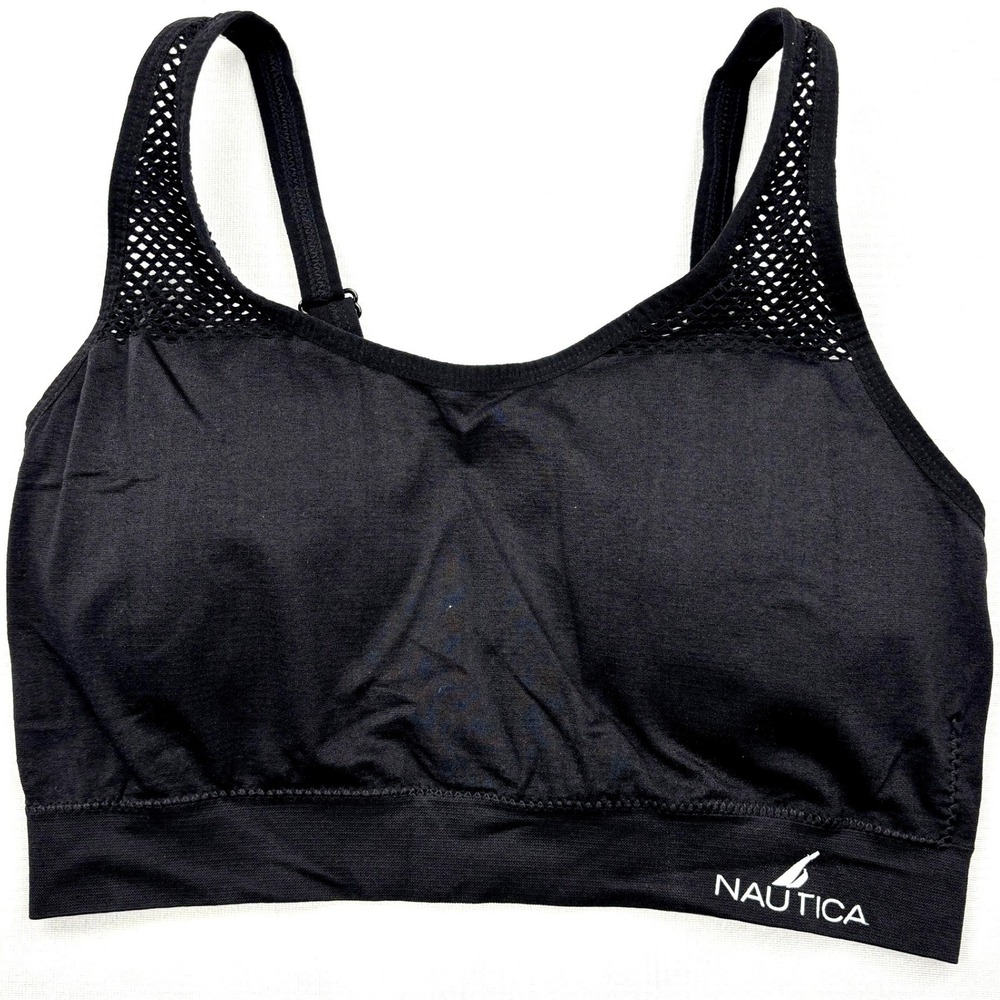 Nautica Intimates Bralette Womens Plus Size 3X Black Seamless Bra Tank 3348-49